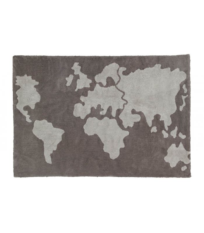 Alfombra lavable World Map Dark Grey - Light Grey de Lorena Canals