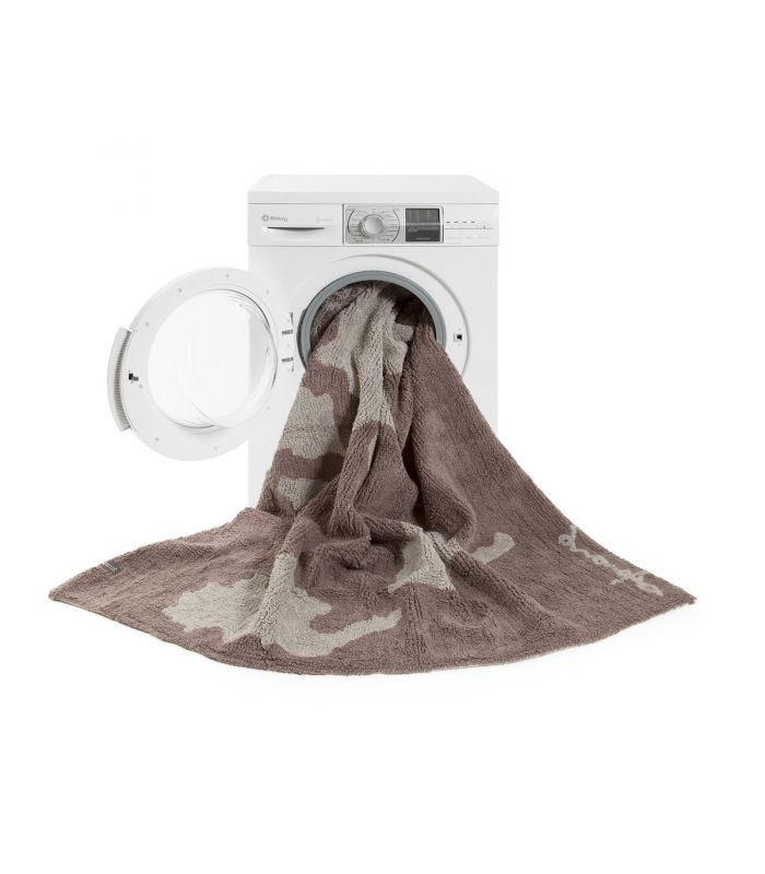 Alfombra lavable World Map Dark Grey - Light Grey de Lorena Canals