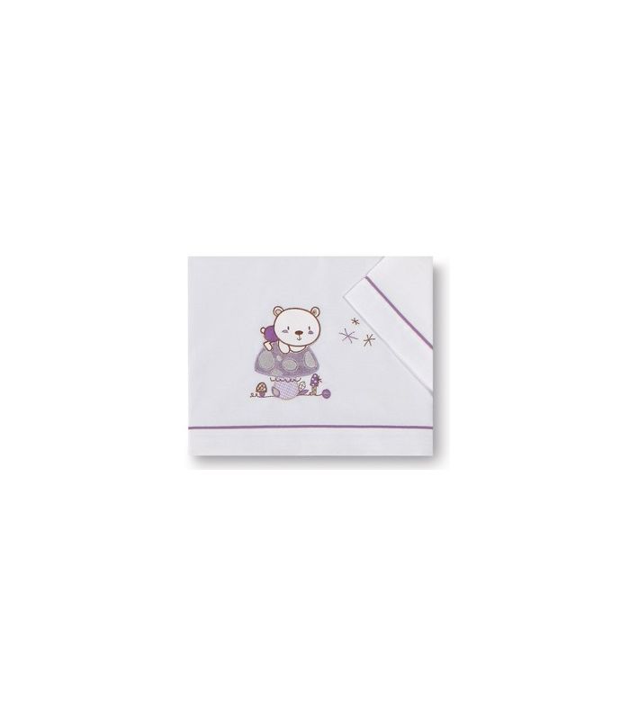 Triptico sabana Algodon para Cuna Forest Blanco y Lila