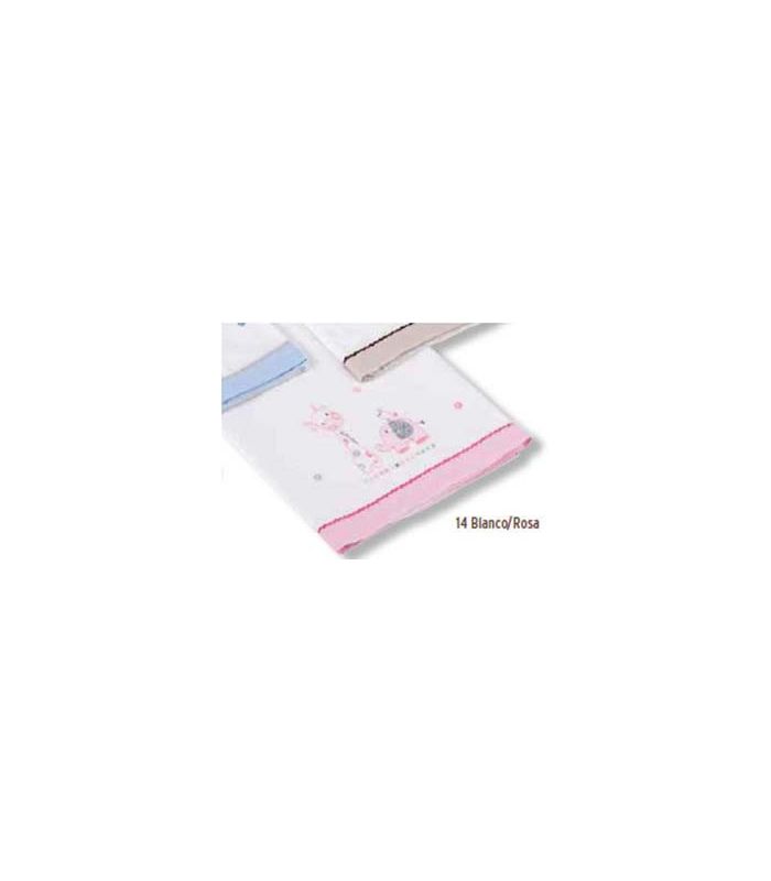 Triptico coche Friends Algodon Baby Safari Blanco Rosa