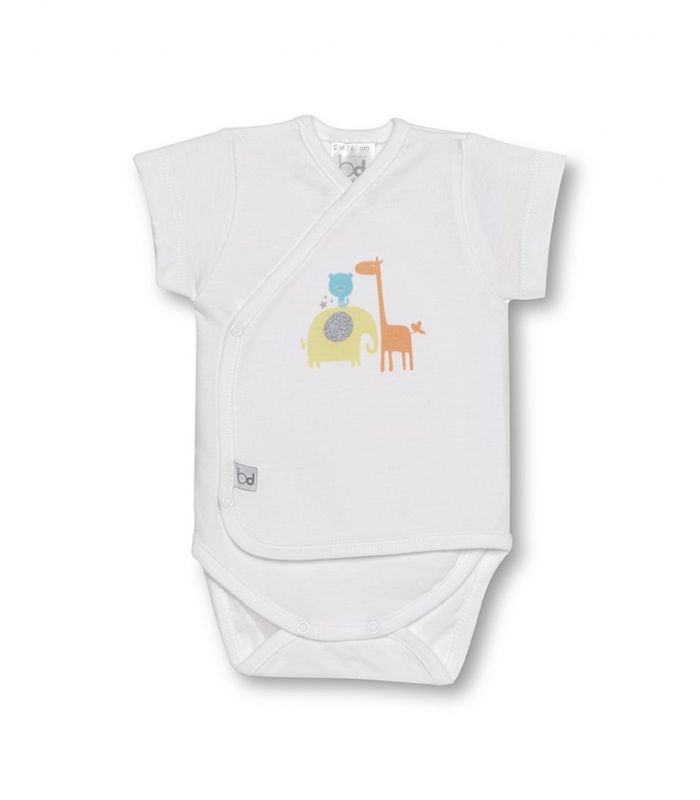 Body manga corta 0 meses Bimbi Dreams Happy Zoo Blanco
