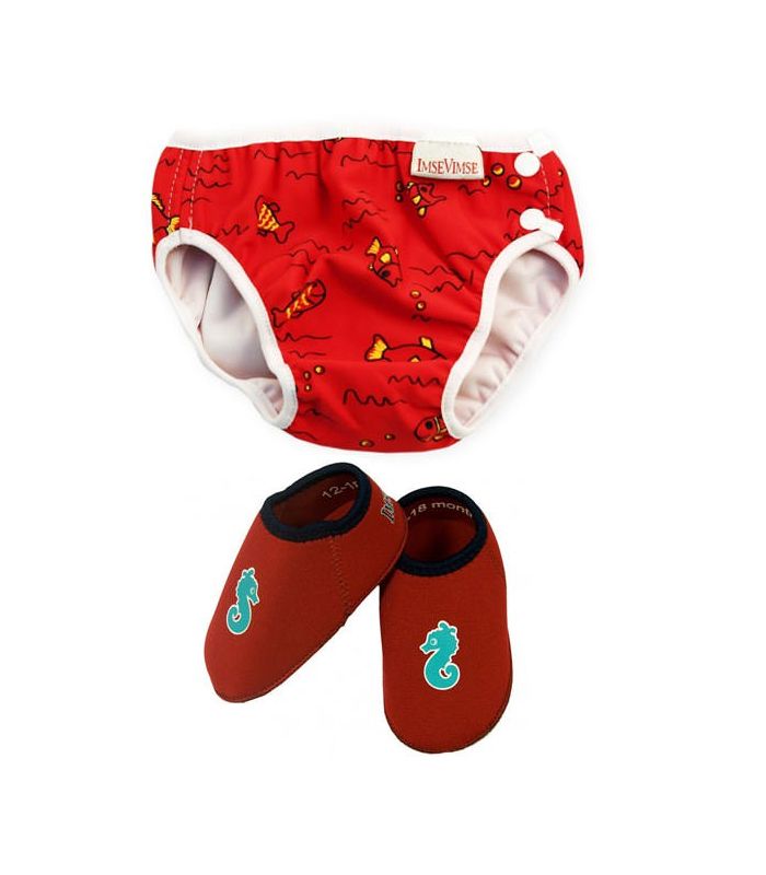 Pañal bañador M y botas neopreno - Rojo